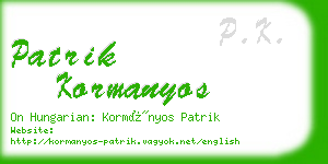 patrik kormanyos business card